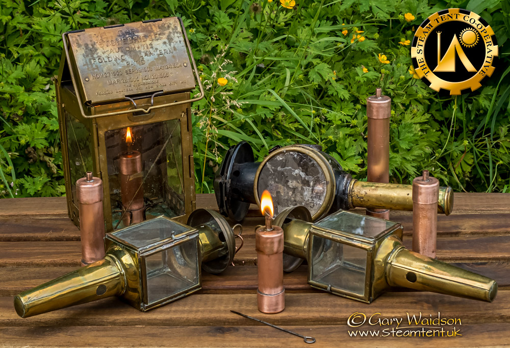 Conversion of old candle lanterns with "Trench Candles".  The Steam Tent Co-operative.  Gary Waidson - www.Steamtent.uk