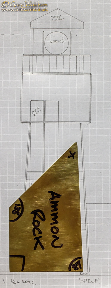 Ammon RockBuilding a 1/12th Scale Gothic Lighthouse  - The Steam Tent Co-operative.  Gary Waidson - www.Steamtent.uk -  Set Square and early plan.