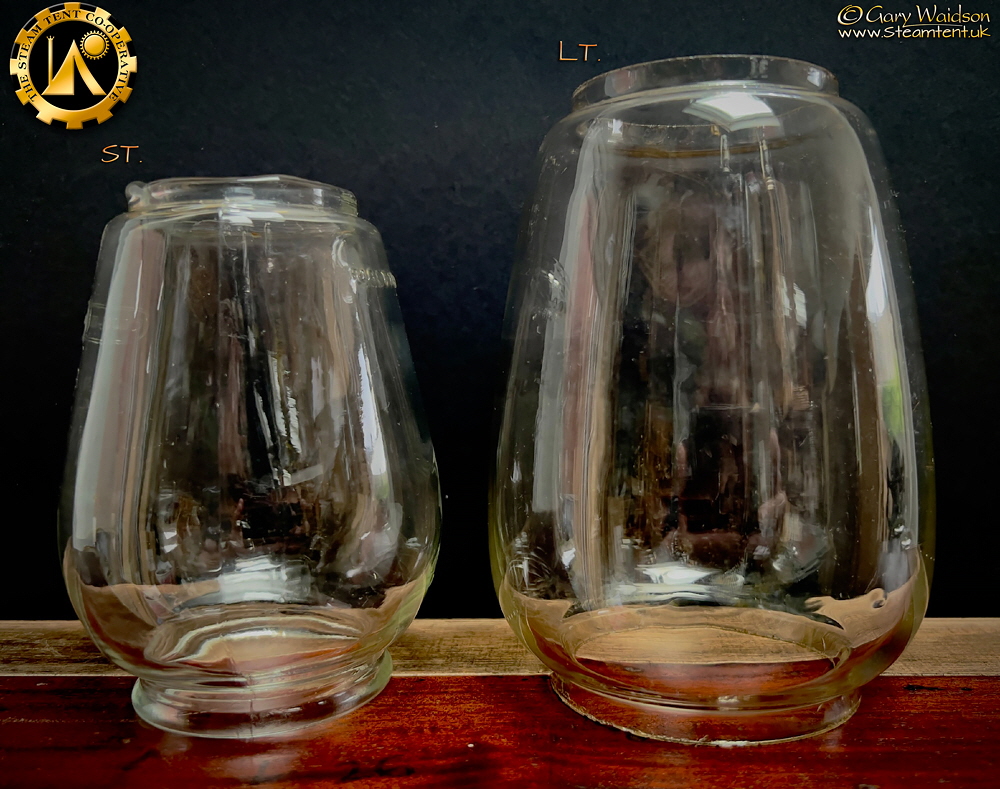 Illustration of the most common tall profile globes for paraffin / kerosene lanterns - The Steam Tent Co-operative.  Gary Waidson - www.Steamtent.uk