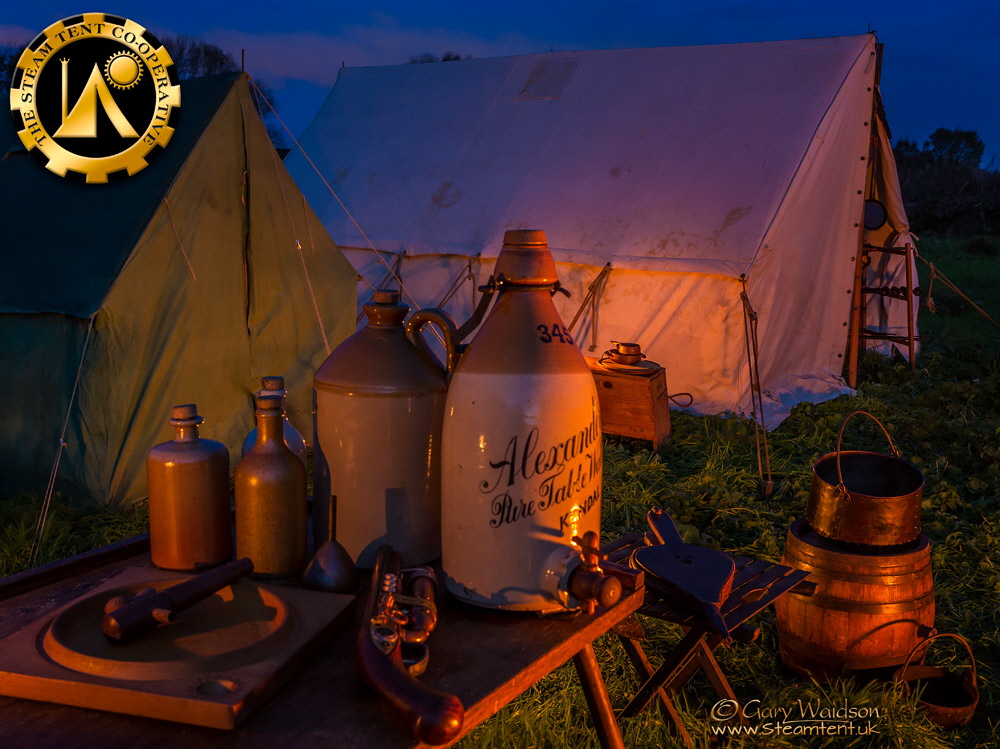 A couple of Ridged Wall Tents in the "Half Steam" area of the camp. - The Steam Tent Co-operative.  Gary Waidson - www.Steamtent.uk