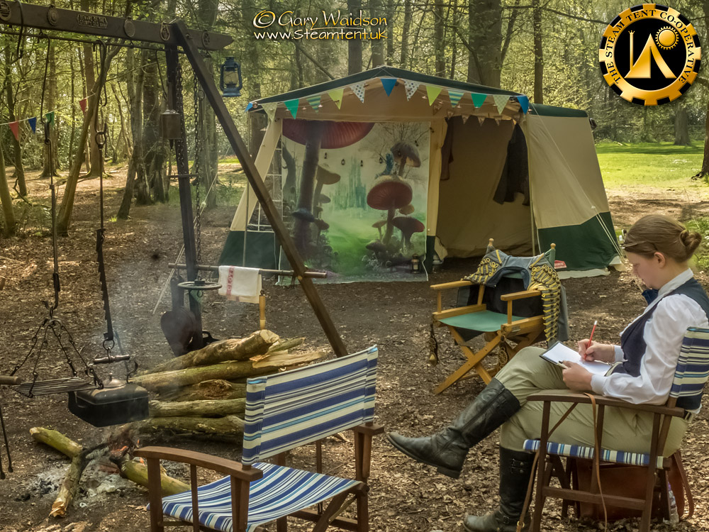 Sitting by the fire - The Easter Tea Party 2019 - The Steam Tent Co-operative. © Gary Waidson - www.Steamtent.uk
