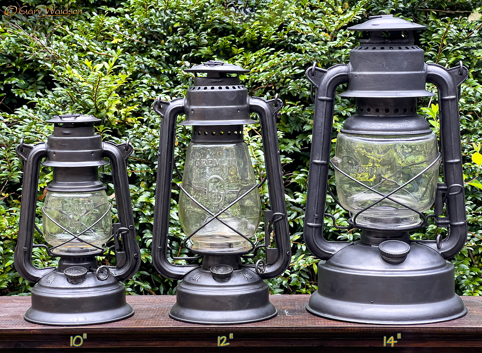 Gremlin -lanterns in my collection showing three different sizes - The Steam Tent Co-operative. © Gary Waidson - www.Steamtent.uk Gremlin -lanterns in my collection showing three different sizes - The Steam Tent Co-operative. © Gary Waidson - www.Steamtent.uk