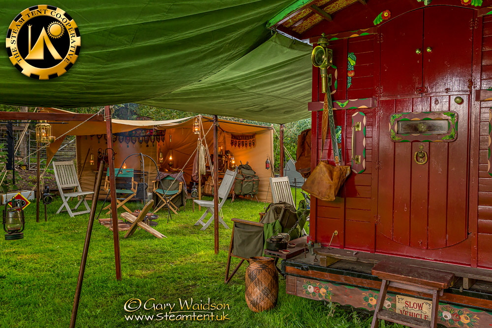 The Living Van at the heart of the campt. The Steam Tent Co-operative.  Gary Waidson - www.Steamtent.uk